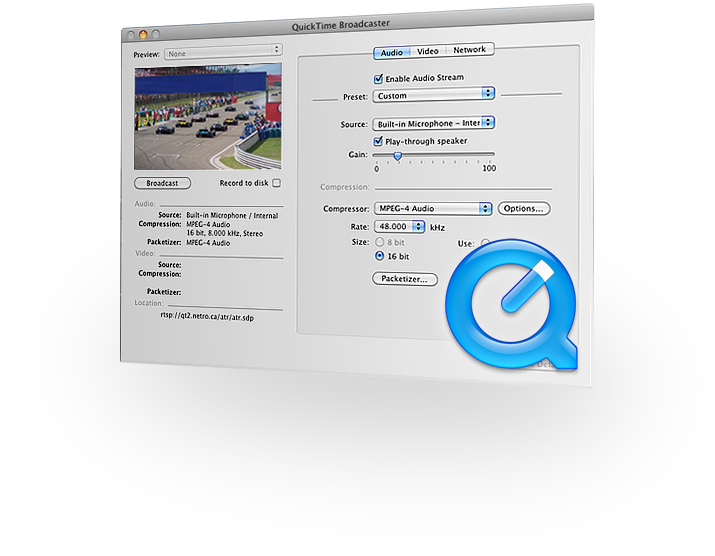 quicktime broadcaster web